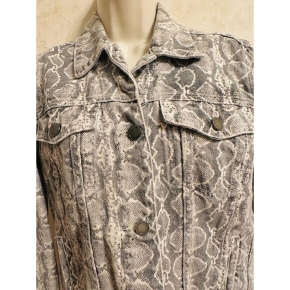 BlankNYC Women Snakeskin Print Coquette Thick Denim Button-Up Front Jacket Sz XS - Picture 3 of 7